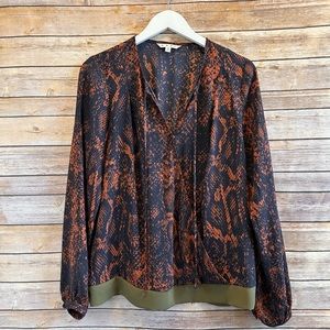 CAbi Border Wrap Snakeskin Print Blouse Style 101 Size Medium